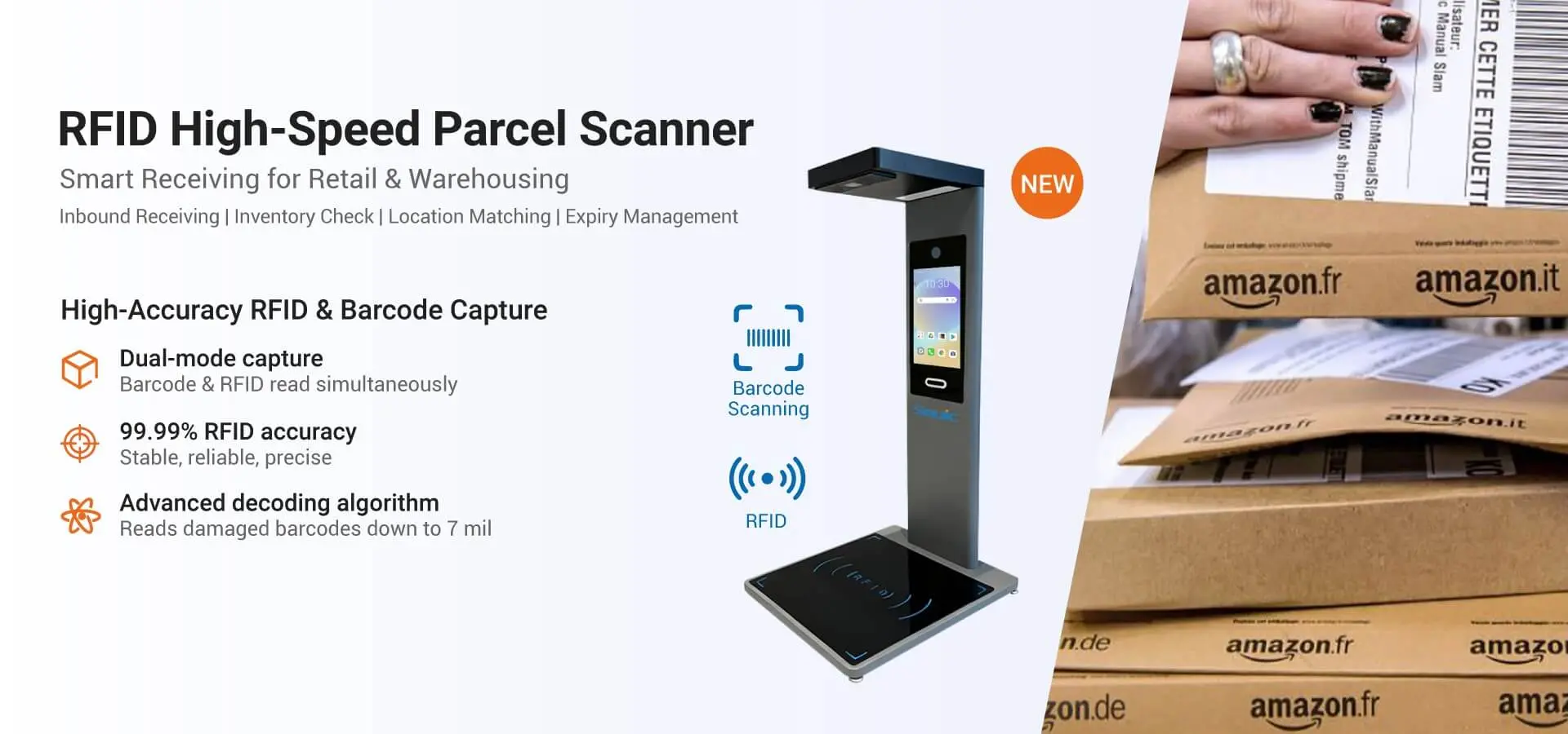 RFID High-Speed Parcel Scanner in Smart Receiving for Retail and Warehousing